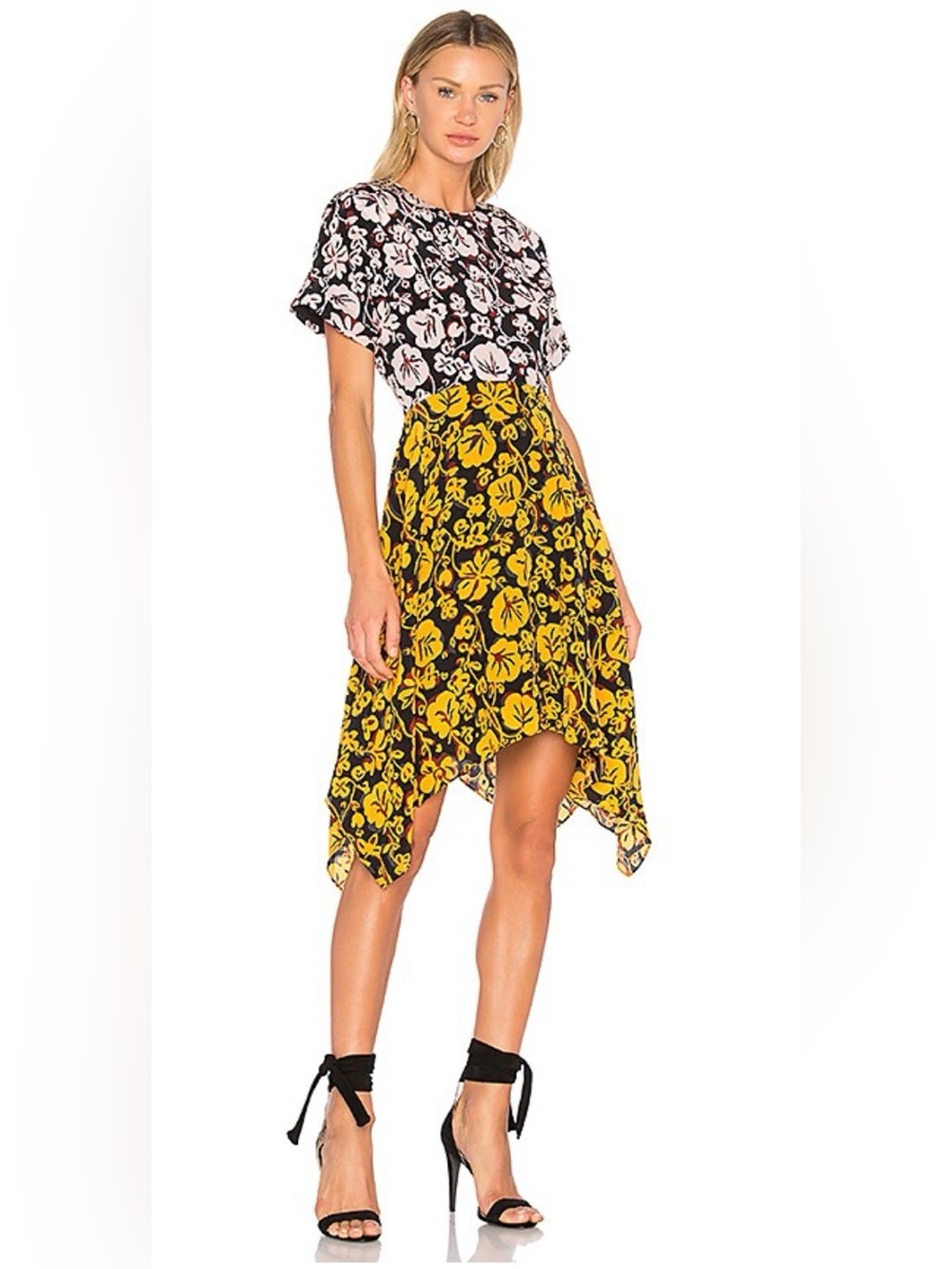 Kenzo short sleeve two tone Soft Flare Dress in Multicolor size 34/XS
